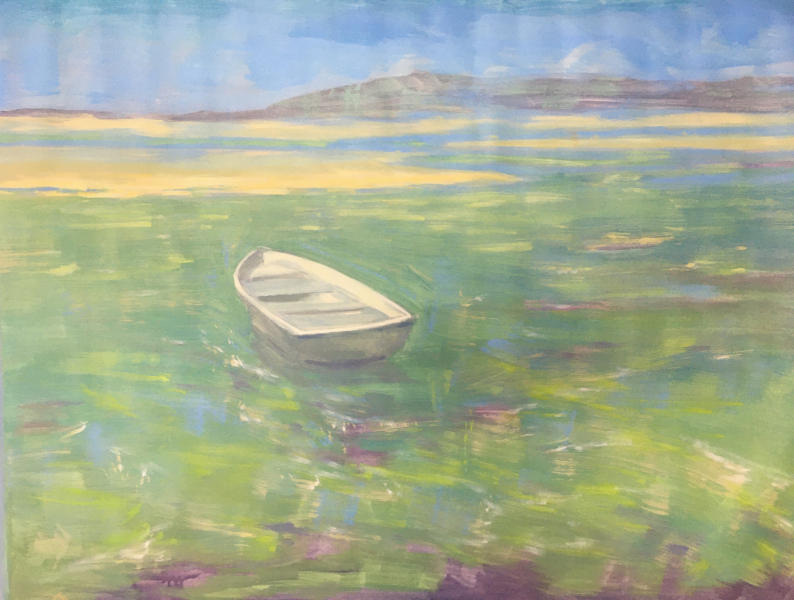 1909. Barca sobre verde mar. 89 x 116 cm. 700 €
