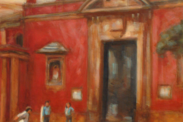 0421. Niños jugando en la plaza. 92 x 65 cm. 300 €.