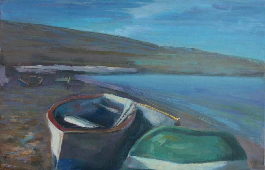 0226. Barcas en la playa. 73 x 100 cm. 600 €.