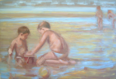 0369. Niños jugando en la playa. 83 x 122 cm. 300 €