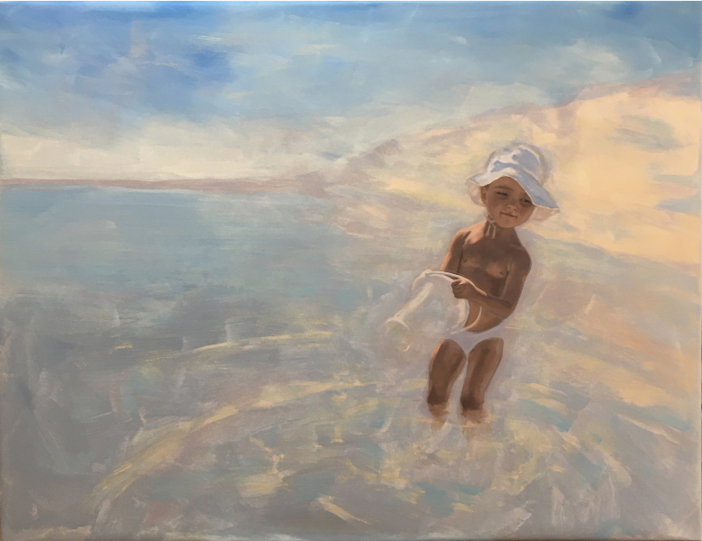 19.33. Jugando con el agua. Mixta sobre tela. 97 x 130-cm